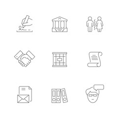 Fototapeta premium Set line icons of law