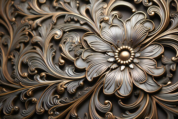 Stylized floral filigree metal composition