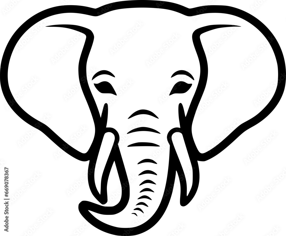 Wall mural elephant - black and white isolated icon - vector illustration