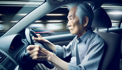 安全運転に注力する日本の高齢者 - obrazy, fototapety, plakaty