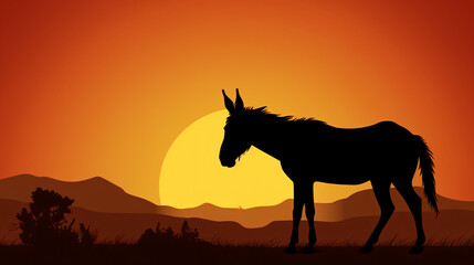 Illustration of a silhouette of a donkey
