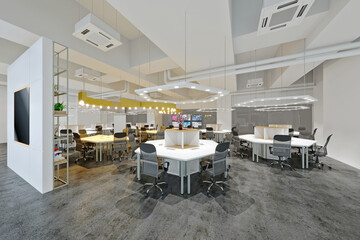 Fototapeta na wymiar Modern large office interior, 3d rendering