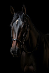 Obraz na płótnie Canvas Portrait of a horses head in a dark background