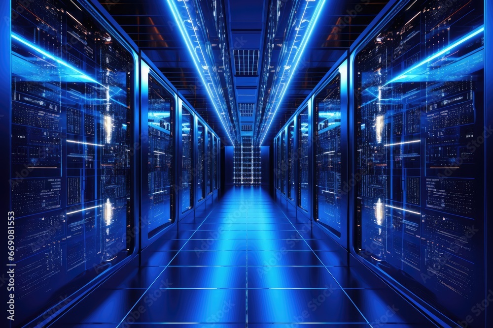 Poster server room data center. internet and technology concept. 3d rendering, server room data center with