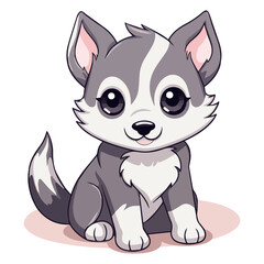 Wolf cub Adorable Kawaii Animal Stickers: Transparent SVG, Cute Nursery Decor Clip Art for Children's Room and Crafts