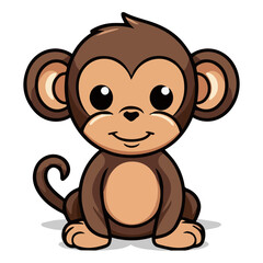Monkey Infant Adorable Kawaii Animal Stickers: Transparent SVG, Cute Nursery Decor Clip Art for Children's Room and Crafts