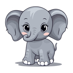 Elephant Adorable Kawaii Animal Stickers: Transparent SVG, Cute Nursery Decor Clip Art for Children's Room and Crafts