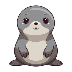Vector cute little seal cartoon posing