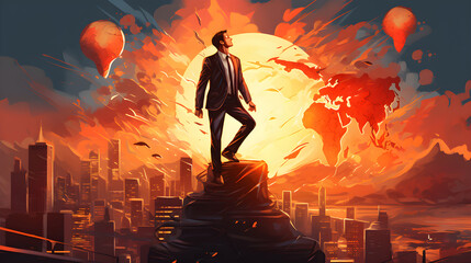 Pioneering New Horizons: The Entrepreneurial Drive to Launch, business illustration, Generative AI