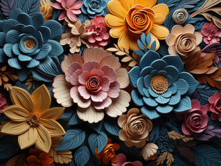 multicolored flowers three-dimensional painting