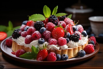 French berries fruits tart.