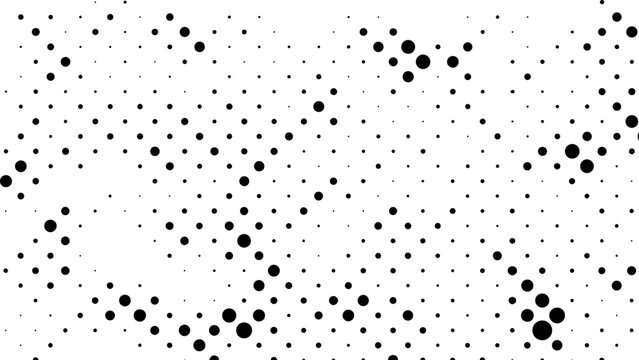 vector horizontal background in monochrome halftone style with randomly scattered dots.