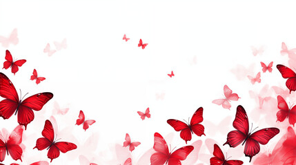 An exquisite red butterfly with color variations on a white background. Generated with Generative AI.