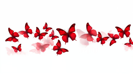 A beautiful butterfly in vibrant red tones, featuring color gradients against a pristine white background. Designed with the help of Generative AI.