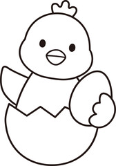Cute easter chick outline