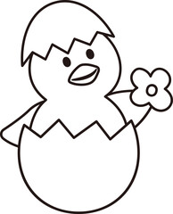Cute easter chick outline