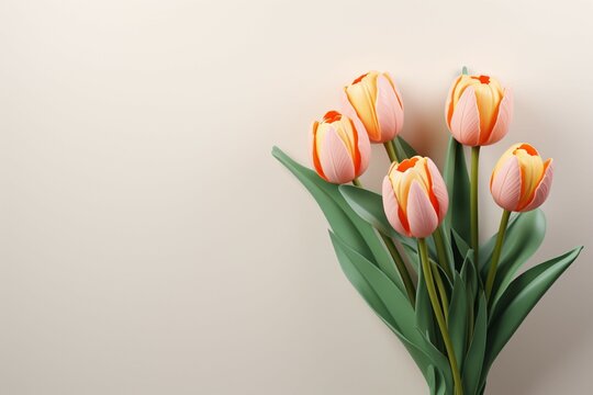 A 3D rendered orange tulip on gray, ideal for Mothers and Valentines illustrations