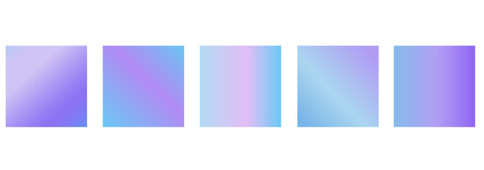 Set of 5 square abstract vector purple and blue tones gradient backgrounds