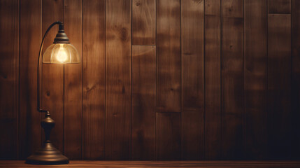 Lamp on wood background