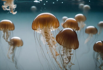 jelly fish in the water in minimal style