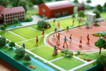 陸上競技の練習風景-1（3D）ジオラマ　