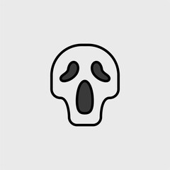 Skull cartoon cute, simple illustration, halloween, spooky, scary.