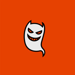 boo ghost devil smile cartoon cute, simple illustration, halloween, spooky, scary.