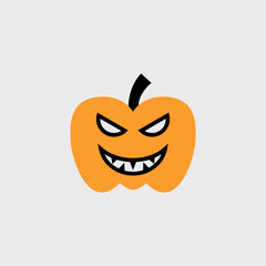 Halloween Pumpkin smile evil cartoon cute, simple illustration, halloween, spooky, scary.