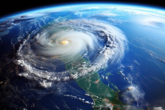 Planet Earth from space. Elements of this image furnished by NASA, space view of the American Ian hurricane in Florida state of United States showing the, AI Generated