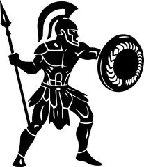 Knight, Spartan Warrior with Shield and Spear