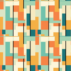 Abstract seamless pattern composition with colored rectangles for background