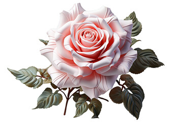 Rosa large flowering Maisie + isolated PNG Background. Generative Ai.