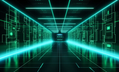 The concept studios cybernetics library space corridor.	