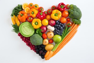 Naklejka na ściany i meble heart shape by various vegetables and fruits