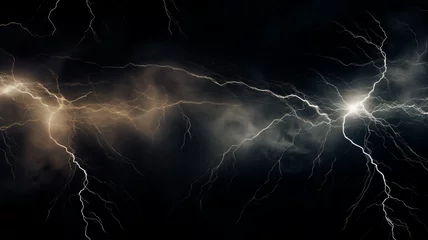 Poster background image of lightning on a dark background, simplicity and minimalism. Generative AI © Юрий Маслов