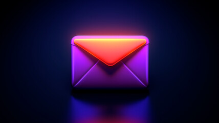 Message icon, minimalistic and unique style, on dark background. Generative AI