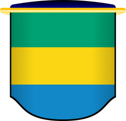 Gabon Flag in Shield Shape