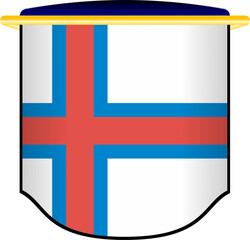 Faroe Islands Flag in Shield Shape