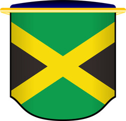 Jamaica Flag in Shield Shape