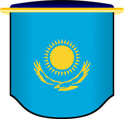 Kazakhstan Flag in Shield Shape