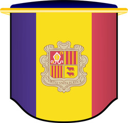 Andorra Flag in Shield Shape