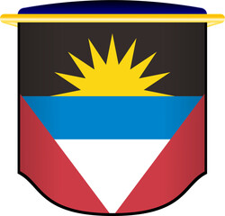 Obraz premium Antigua and Barbuda Flag in Shield Shape