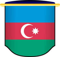 Azerbaijan Flag in Shield Shape