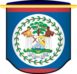 Belize Flag in Shield Shape