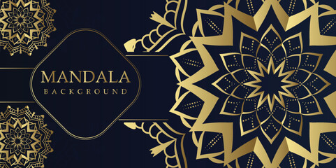 Elegant Floral Mandala on Blue and gold