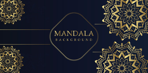 Elegant Floral Mandala on Blue and gold