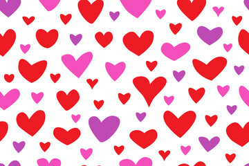 Seamless pattern of heart icons of different sizes and different colors. Great for Valentine's Day cards, greeting card, background, posters, wrapping. Vector illustration EPS10. Love element