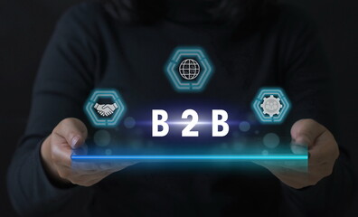 B2B Business Company Commerce Technology Marketing concept, exchanging of goods and services between organizations