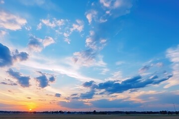 Fototapeta na wymiar Sunrise on blue sky with some clouds