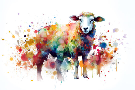 Image of sheep painting. Animals art. Farm animals.